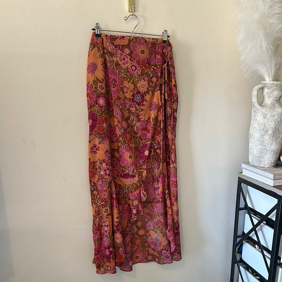 Free People Floral Pink Maxi Skirt - Size 14 - Picture 3 of 8
